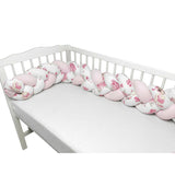 Protectie laterala, MimiNu, Pentru patut bebe, Tip Bumper impletit, Din bumbac, Din materiale certificate Oeko Tex Standard 100, Lungime 220 cm, Pink Ballerina