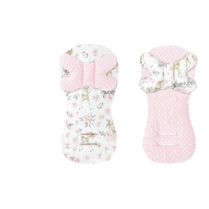Protectie textila, MimiNu, Pentru carucior, scaun auto si scaun de bicicleta, Cu perna Butterfly, Materiale certificate Oeko Tex Standard 100, Minky Sweet Deer Pink