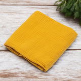 Paturica moale bebe, New Baby, Cu multiple intrebuintari, 60x60 cm, Din muselina, 100% bumbac, Mustard
