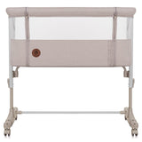 Patut co-sleeper, Lionelo, Aurora, 3 in 1, Cu leganare si setare unghiulara, Include saltea cu densitate T25 si geanta transport, Reglabil in 5 pozitii, Pana la 9 kg, 0 luni+, 85x60x66 cm, Certificari EN 1130:2019+AC:2020, EN 16890:2, Bej