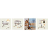 Patut co-sleeper, Lionelo, Aurora, 3 in 1, Cu leganare si setare unghiulara, Include saltea cu densitate T25 si geanta transport, Reglabil in 5 pozitii, Pana la 9 kg, 0 luni+, 85x60x66 cm, Certificari EN 1130:2019+AC:2020, EN 16890:2, Bej