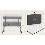 Patut co-sleeper, Lionelo, Aurora, 3 in 1, Cu leganare si setare unghiulara, Include saltea cu densitate T25 si geanta transport, Reglabil in 5 pozitii, Pana la 9 kg, 0 luni+, 85x60x66 cm, Certificari EN 1130:2019+AC:2020, EN 16890:2, Bej