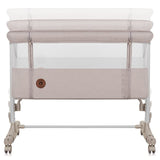 Patut co-sleeper, Lionelo, Aurora, 3 in 1, Cu leganare si setare unghiulara, Include saltea cu densitate T25 si geanta transport, Reglabil in 5 pozitii, Pana la 9 kg, 0 luni+, 85x60x66 cm, Certificari EN 1130:2019+AC:2020, EN 16890:2, Bej