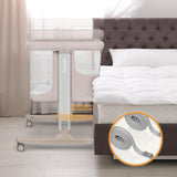 Patut co-sleeper, Lionelo, Aurora, 3 in 1, Cu leganare si setare unghiulara, Include saltea cu densitate T25 si geanta transport, Reglabil in 5 pozitii, Pana la 9 kg, 0 luni+, 85x60x66 cm, Certificari EN 1130:2019+AC:2020, EN 16890:2, Bej