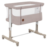 Patut co-sleeper, Lionelo, Aurora, 3 in 1, Cu leganare si setare unghiulara, Include saltea cu densitate T25 si geanta transport, Reglabil in 5 pozitii, Pana la 9 kg, 0 luni+, 85x60x66 cm, Certificari EN 1130:2019+AC:2020, EN 16890:2, Bej