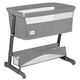 Patut co-sleeper, Lionelo, Thomi Plus, 5 in 1, Multifunctional, Sustine pana la 9 kg ca patut, 15 kg tarc de joaca, 100 kg canapea, Inaltime reglabila in 7 pozitii, De la nastere pana la 4 ani, Cu 2 saltele din spuma T25, 94x70x77-93,5 cm, Gri