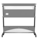 Patut co-sleeper, Lionelo, Thomi Plus, 5 in 1, Multifunctional, Sustine pana la 9 kg ca patut, 15 kg tarc de joaca, 100 kg canapea, Inaltime reglabila in 7 pozitii, De la nastere pana la 4 ani, Cu 2 saltele din spuma T25, 94x70x77-93,5 cm, Gri
