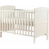 Patut din lemn bebe, 120x60 cm, Transformabil pentru bebe si junior, Din lemn de pin si mdf, Cu sina speciala pentru dentitie, Stabil si rezistent, White, FreeON, Lory