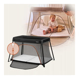 Patut multifunctional, Lionelo, Alice, 3 in 1, 2 trepte de inaltime pentru saltea, Pliabil, Material rezistent Oxford 300D, Cu iesire laterala, Geanta de transport, Pana 15 kg, 0 luni+, 104×70×74 cm, Negru