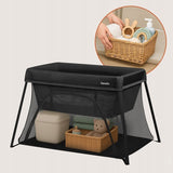 Patut multifunctional, Lionelo, Alice, 3 in 1, 2 trepte de inaltime pentru saltea, Pliabil, Material rezistent Oxford 300D, Cu iesire laterala, Geanta de transport, Pana 15 kg, 0 luni+, 104×70×74 cm, Negru