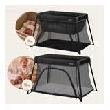 Patut multifunctional, Lionelo, Alice, 3 in 1, 2 trepte de inaltime pentru saltea, Pliabil, Material rezistent Oxford 300D, Cu iesire laterala, Geanta de transport, Pana 15 kg, 0 luni+, 104×70×74 cm, Negru