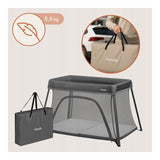 Patut multifunctional, Lionelo, Alice, 3 in 1, 2 trepte de inaltime pentru saltea, Pliabil, Material rezistent Oxford 300D, Cu iesire laterala, Geanta de transport, Pana 15 kg, 0 luni+, 104×70×74 cm, Gri