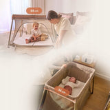Patut multifunctional, Lionelo, Alice, 3 in 1, 2 trepte de inaltime pentru saltea, Pliabil, Material rezistent Oxford 300D, Cu iesire laterala, Geanta de transport, Pana 15 kg, 0 luni+, 104×70×74 cm, Bej