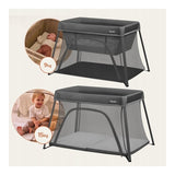 Patut multifunctional, Lionelo, Alice, 3 in 1, 2 trepte de inaltime pentru saltea, Pliabil, Material rezistent Oxford 300D, Cu iesire laterala, Geanta de transport, Pana 15 kg, 0 luni+, 104×70×74 cm, Gri