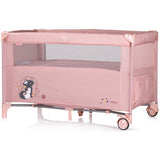 Patut pliabil Chipolino Relax pink marshmallow cu laterala culisanta
