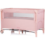 Patut pliabil Chipolino Relax pink marshmallow linen cu laterala culisanta