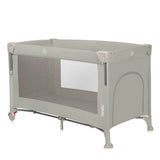 Patut pliant multifunctional, Lionelo, Ellen, Cu laterala culisanta, Nivel suplimentar, Intrare laterala cu fermoar, 2 roti, Saltea pliabila si geanta de transport incluse, 0- 36 luni, Pana la 15 kg, 120x60 cm, Conform cu EN 716, Bej