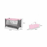 Patut pliant, Lionelo, Flower, Cu doua nivele, Cu arcada, Geanta transport, Masuta de infasat, Bara cu jucarii, Fereastra laterala, 120x60 cm, Conform cu standardele europeane de securitate EN 716 si EN12221, Roz, Resigilat