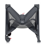 Patut pliant, Lionelo, Laura, 102 x 74 cm, Cu doua nivele, Functie de tarc, Cu roti, Include salteluta si geanta de transport, Pereti din plasa, Deschidere laterala, Pana la 15 kg, 0 luni +, Gri