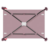 Patut pliant, Lionelo, Laura, 102 x 74 cm, Cu doua nivele, Functie de tarc, Cu roti, Include salteluta si geanta de transport, Pereti din plasa, Deschidere laterala, Pana la 15 kg, 0 luni +, Roz
