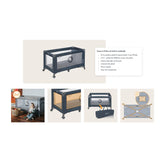 Patut pliant, Lionelo, Stefi, Cu un nivel, Cu intrare laterala cu fermoar, 2 roti, 120x60 cm, Conform cu standardul european de securitate EN 716, Negru