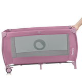 Patut pliant, Lionelo, Stefi Plus, Cu doua nivele, Cu intrare laterala cu fermoar, 2 roti, 120 x 60 cm, Conform cu standardul european de securitate EN 716, Roz