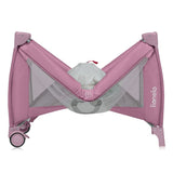 Patut pliant, Lionelo, Stefi Plus, Cu doua nivele, Cu intrare laterala cu fermoar, 2 roti, 120 x 60 cm, Conform cu standardul european de securitate EN 716, Roz