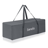 Patut pliant multifunctional, Lionelo, Ellen, Cu laterala culisanta, Nivel suplimentar, Intrare laterala cu fermoar, 2 roti, Saltea pliabila si geanta de transport incluse, 0- 36 luni, Pana la 15 kg, 120x60 cm, Conform cu EN 716, Gri