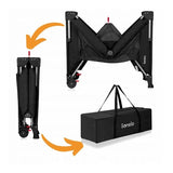 Patut pliant multifunctional, Lionelo, Ellen, Cu laterala culisanta, Nivel suplimentar, Intrare laterala cu fermoar, 2 roti, Saltea pliabila si geanta de transport incluse, 0- 36 luni, Pana la 15 kg, 120x60 cm, Conform cu EN 716, Negru