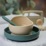 Bol, Petite&Mars, Take&Match, Din silicon, Cu ventuza, Fara BPA, 6 luni+, 350 ml, Verde Inchis