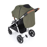 Carucior sport, Petite&Mars, Royal, Include husa pentru scaun, husa pentru picioare, geanta pentru scutece si capotina extensibila, Cu fereastra, Impermeabila, Cu SPF 50, Aluminiu, 0-22 kg, 111 x 57 x 86 cm, Mature Olive