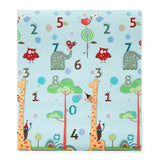 Covoras de joaca interactiv, Petite&Mars, Joy Max, Design Animale si cifre, Reversibil, Cu suprafata antiderapanta si impermeabila, 180 x 150 x 1.5 cm, 0 luni+, Conform standardului de securitate EN71-1 2 3, Multicolor