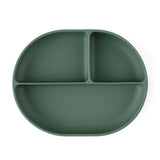 Farfurie compartimentata, Petite&Mars, Take&Match, Ovala, Cu ventuza si 3 compartimente, Silicon, Fara BPA, 630 ml, 6 luni+, Verde