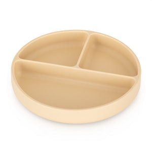 Farfurie compartimentata, Petite&Mars, Take&Match, Rotunda, Cu ventuza si 3 compartimente, Silicon, Fara BPA, 500 ml, 6 luni+, Bej