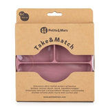 Farfurie compartimentata, Petite&Mars, Take&Match, Rotunda, Cu ventuza si 3 compartimente, Silicon, Fara BPA, 500 ml, 6 luni+, Roz