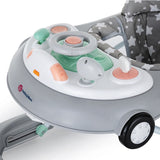 Premergator muzical, Petite&Mars, Cu panou interactiv si lumini Cabrio, Inaltime reglabila pe 3 pozitii, 6 luni+, Gri
