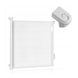 Poarta de siguranta, Lionelo, Thea, Textila, Ofera vizibilitate, Retractabila, Mecanism dublu de blocare, Montaj universal, 80x140 cm, Conform cu standardul european de securitate EN1930, Alb