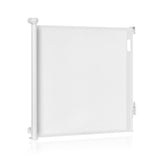 Poarta de siguranta, Lionelo, Thea, Textila, Ofera vizibilitate, Retractabila, Mecanism dublu de blocare, Montaj universal, 80x140 cm, Conform cu standardul european de securitate EN1930, Alb