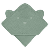 Prosop de baie, Lionelo, Cu gluga, Din muselina, 100% bumbac, 80x80 cm, Absorbtie eficienta, Verde