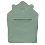 Prosop de baie, Lionelo, Cu gluga, Din muselina, 100% bumbac, 80x80 cm, Absorbtie eficienta, Verde
