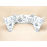 Aparatoare pentru patut, Qmini, Din bumbac certificat Oeko Tex Standard 100, 180x30 cm, Cu panglici, Elephants on Rainbow Blue
