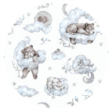Aparatoare pentru patut, Qmini, Din bumbac certificat Oeko Tex Standard 100, 210x30 cm, Cu panglici, Teddy Bear and Friends Blue