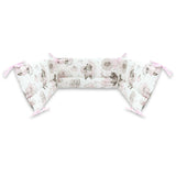 Aparatoare pentru patut, Qmini, Din bumbac certificat Oeko Tex Standard 100, 210x30 cm, Cu panglici, Teddy Bear and Friends Pink