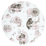 Cearceaf cu elastic, Qmini, Pentru patut 140X70 cm, Din bumbac certificat Oeko Tex Standard 100, Teddy Bear and Friends Pink