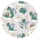 Paturica de infasat, Qmini, Cu doua fete, Cu multiple utilizari, Cu inchidere arici velcro, Dimensiune 75x75 cm, Din bumbac certificat Oeko Tex Standard 100, Dragons Gray
