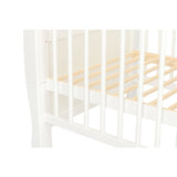 Patut din lemn bebe, 120x60 cm, Cu sina speciala pentru dentitie, Multifunctional, EN716-1, EN716-2, Alb, Qmini, Julia + Saltea 8 cm