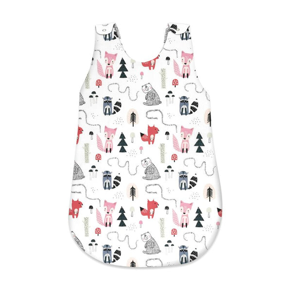 Sac de dormit, MimiNu, Pentru bebelusi, De iarna, Din bumbac certificat Oeko Tex Standard 100, Cu fermoar lateral, Cu capse pe umar, 70 cm, 0 - 6 luni, 2.5 Tog, Fox