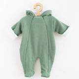 Salopeta de iarna, New Baby, Pentru bebelusi, Cu gluga, Marime 56, Din bumbac si elastan, Cu captuseala din polar, Frosty Mint