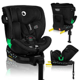 Scaun auto, Lionelo, Harmony i-Size, Rotire 360 grade, Protectie laterala, Cu spatar reglabil in 5 pozitii, Cu tetiera reglabila in 12 pozitii, 0-36 Kg, 40-150 cm, Cu Isofix, Husa din bambus, Conform cu ECE R129, Negru