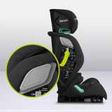 Scaun auto, Lionelo, i-Size Igo, 100- 150 cm, Cu isofix, Protectie laterala, Ajustare spatar in 2 pozitii, Tetiera Tri-Guard reglabila in 11 pozitii, Conform cu standardul european de securitate R129, Negru